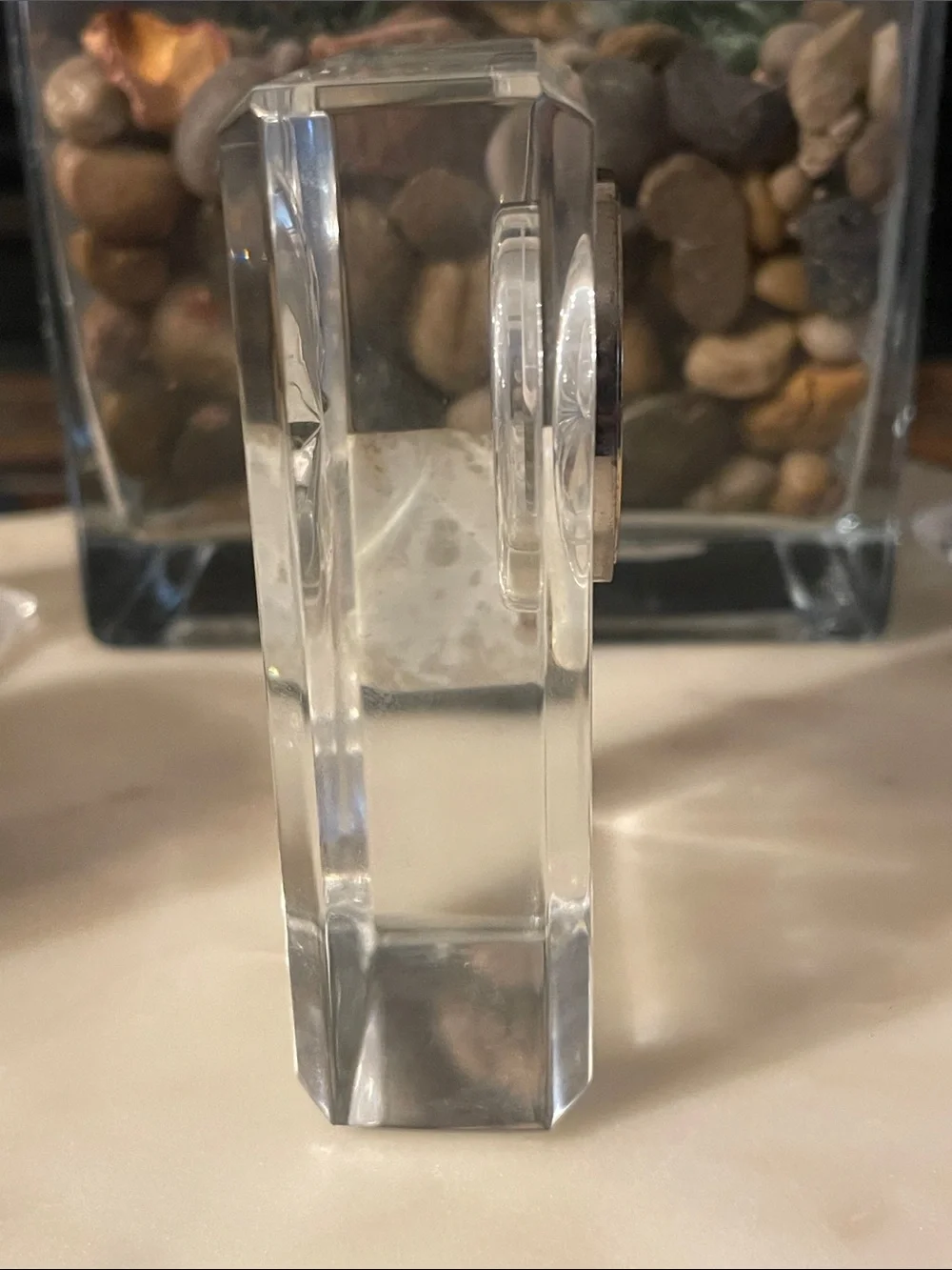 Waterford Clear Crystal Mantel Clock with Gold Trim
